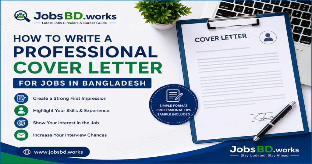 Professional cover letter format for jobs in Bangladesh with sample template